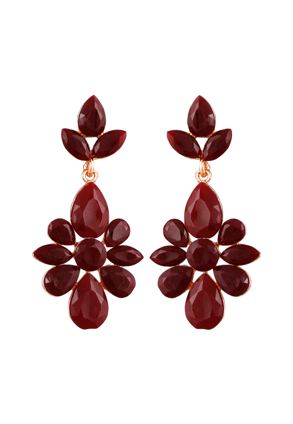 Maroon Zinc Pearl Earrings 251376