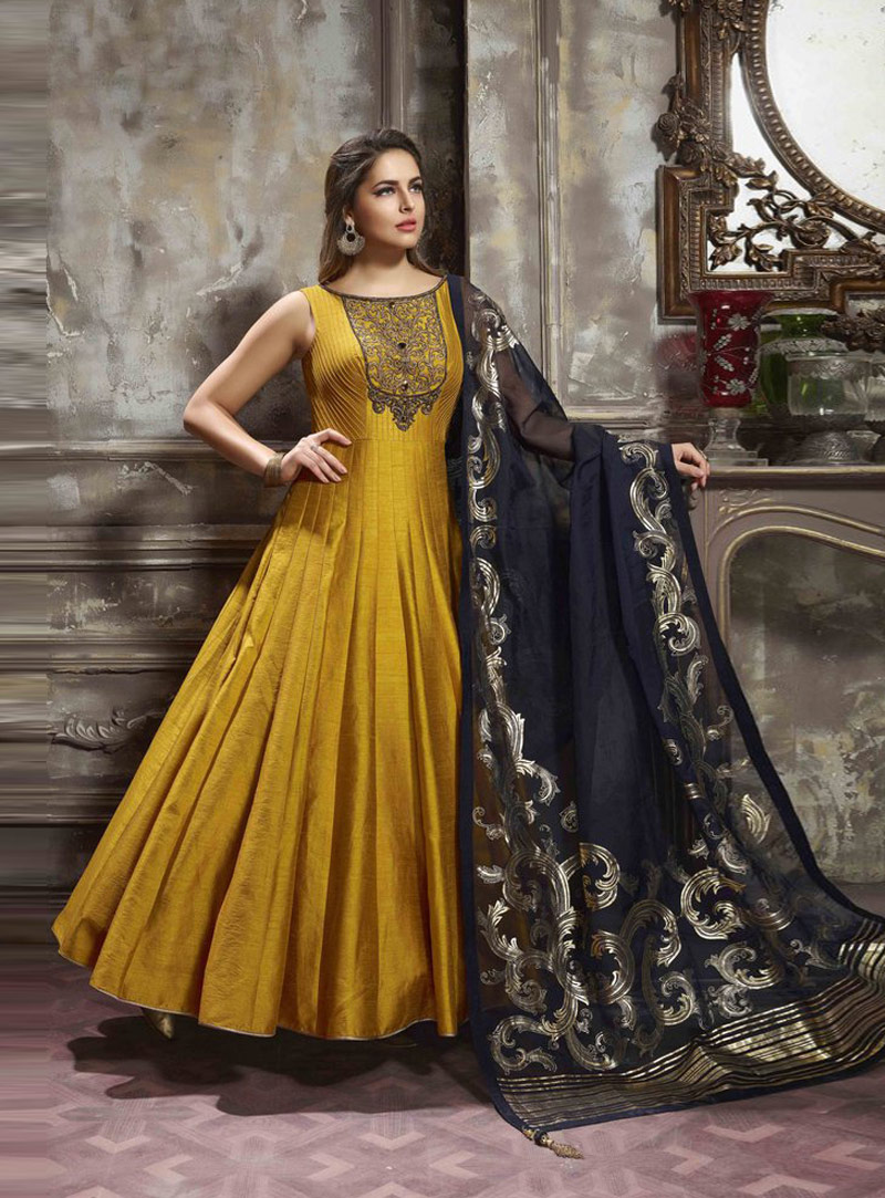 Yellow Banglori Readymade Gown 124397