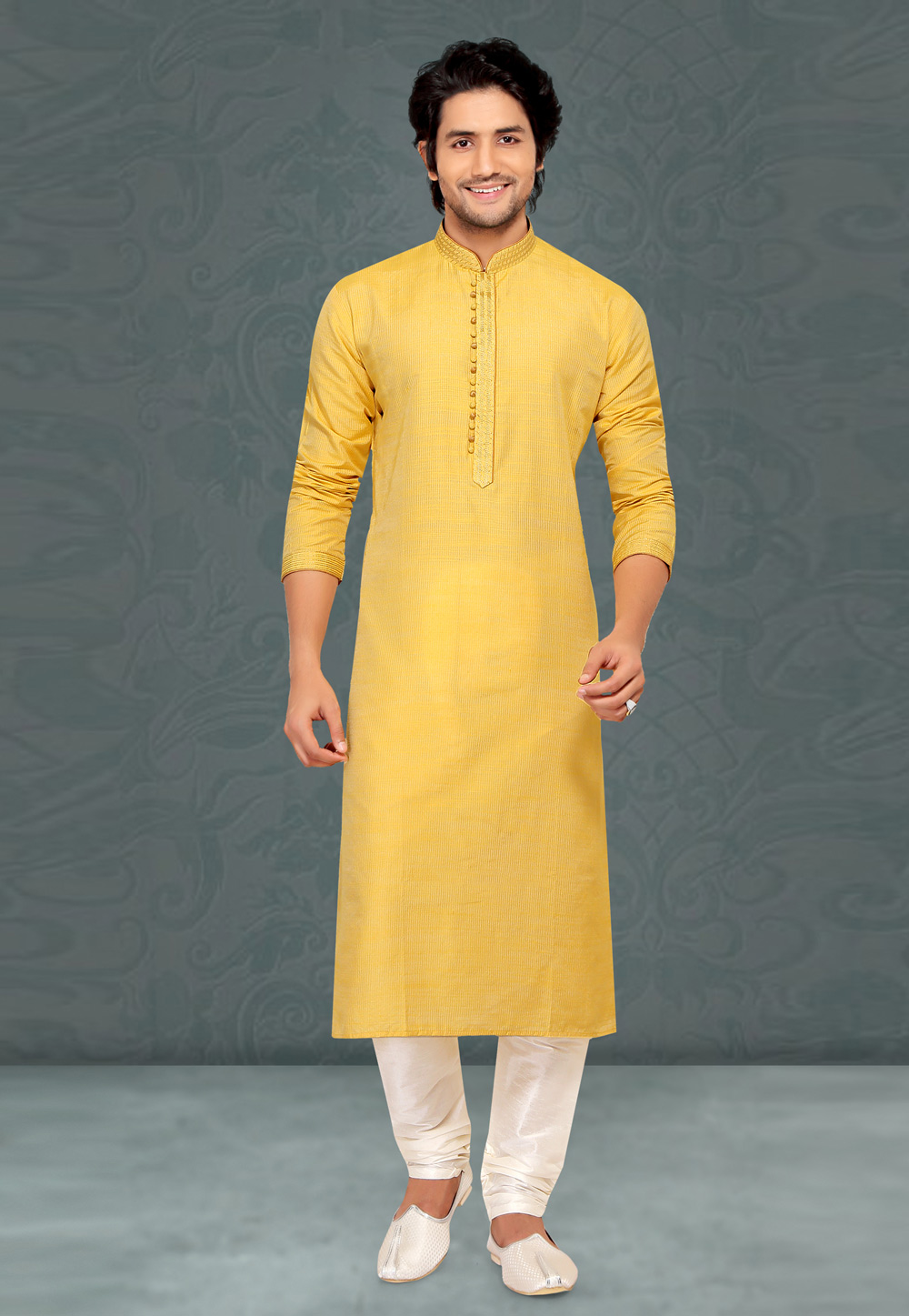 Yellow Cotton Kurta Pajama 222779