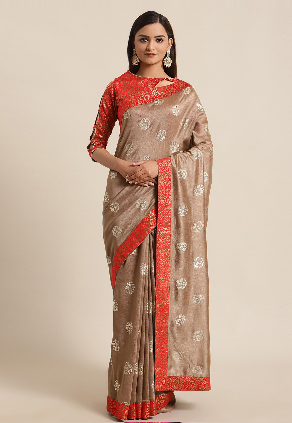 Brown Silk Saree With Blouse 218065