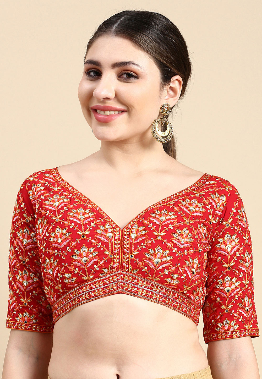 Red Georgette Readymade Blouse 270453