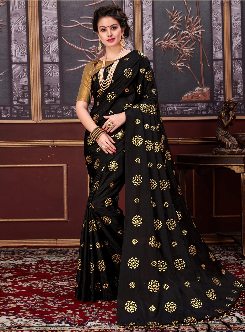 Black Silk Saree With Blouse 137311