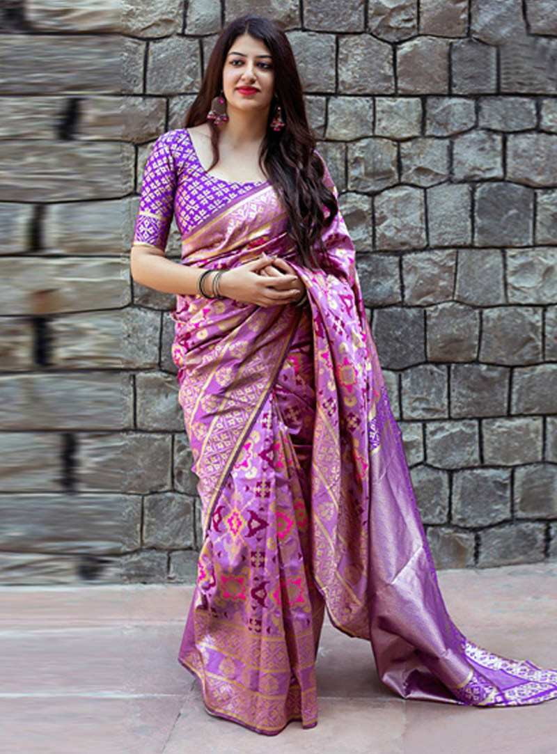 Purple Banarasi Silk Festival Wear Saree 144427