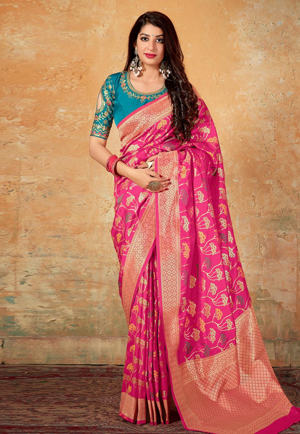 Pink Banarasi Silk Festival Wear Saree 197358