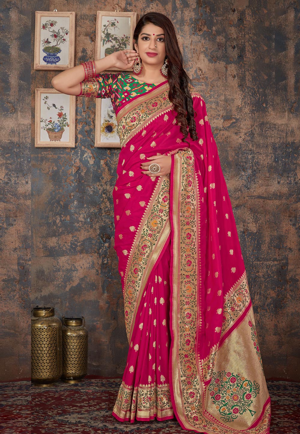 Magenta Banarasi Silk Festival Wear Saree 199674