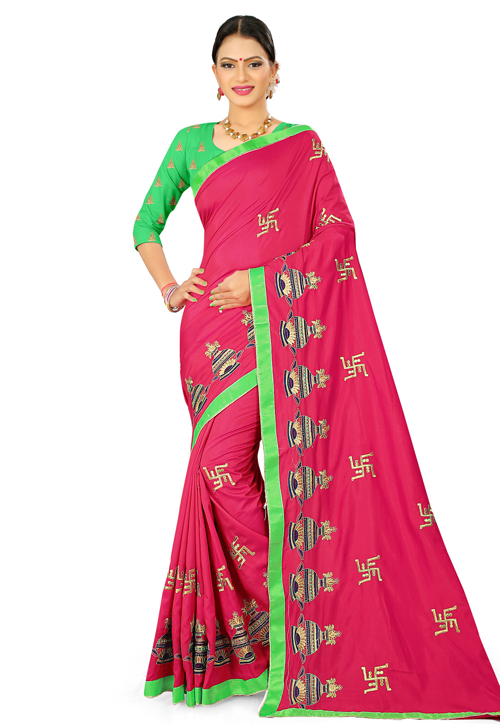 Magenta Silk Saree With Blouse 204641