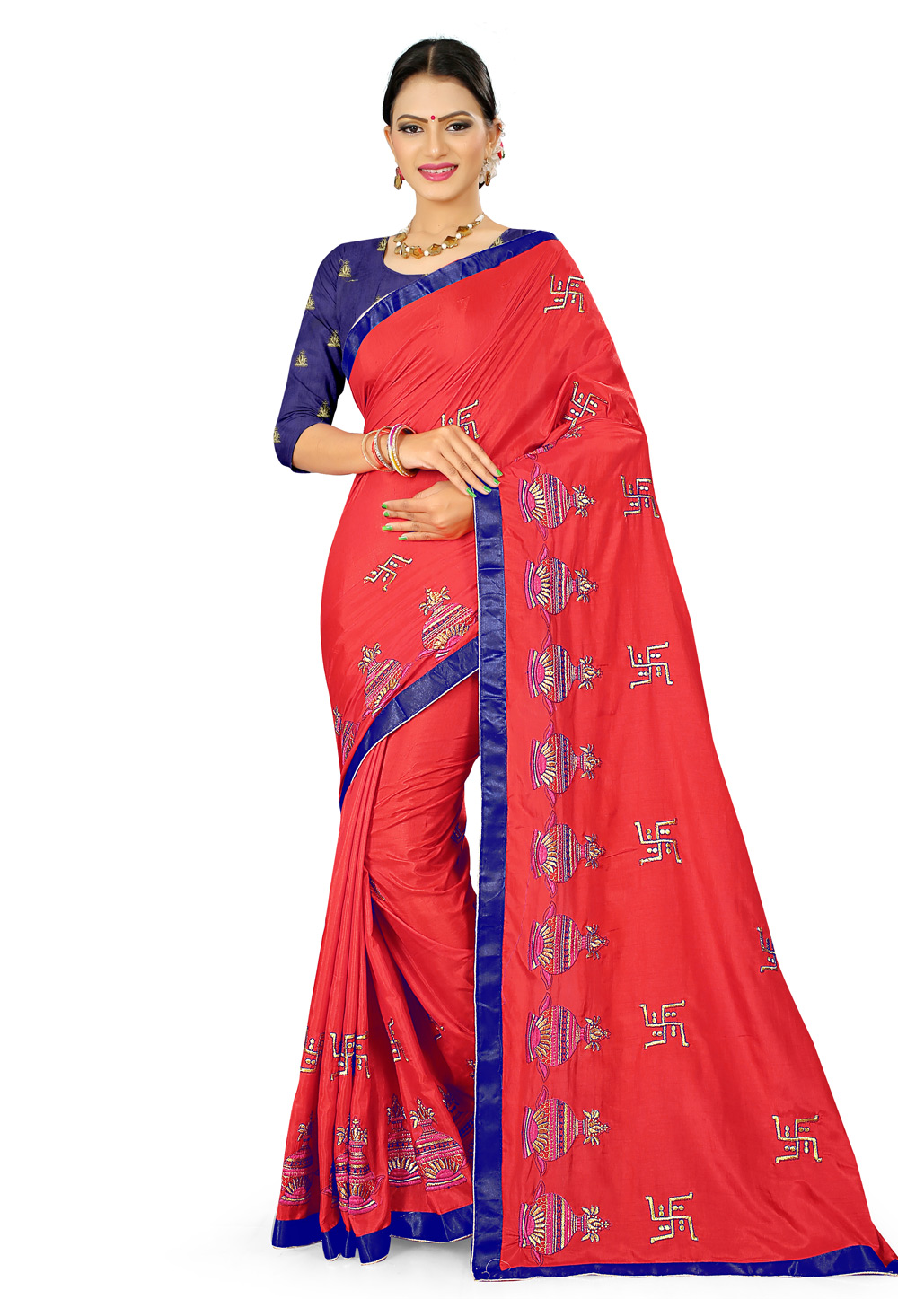 Red Silk Saree With Blouse 204643