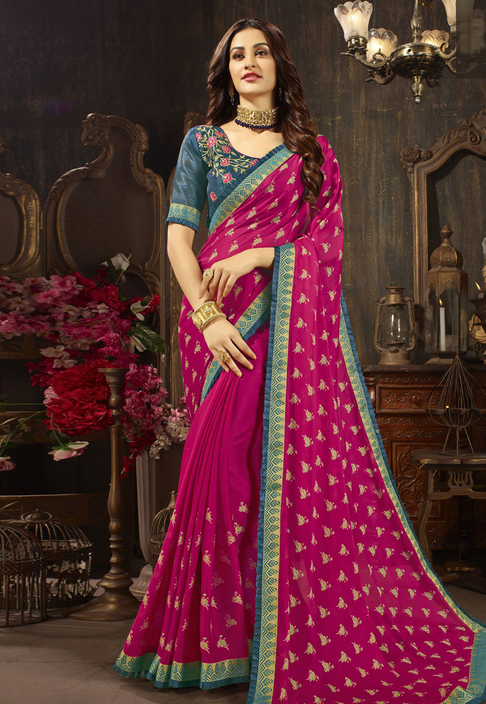 Magenta Silk Festival Wear Saree 167692