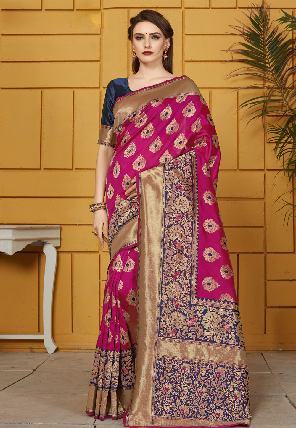 Magenta Silk Saree With Blouse 172397