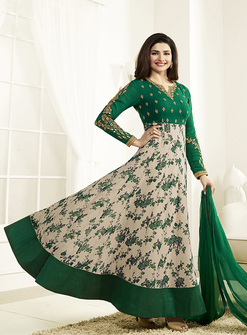 Prachi Desai Green Georgette Ankle Length Anarkali Suit 94651