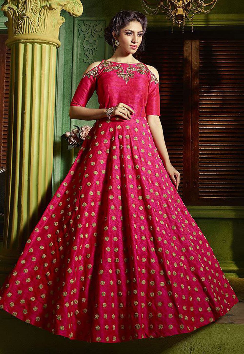 Pink Silk Floor Length Anarkali Suit 160153