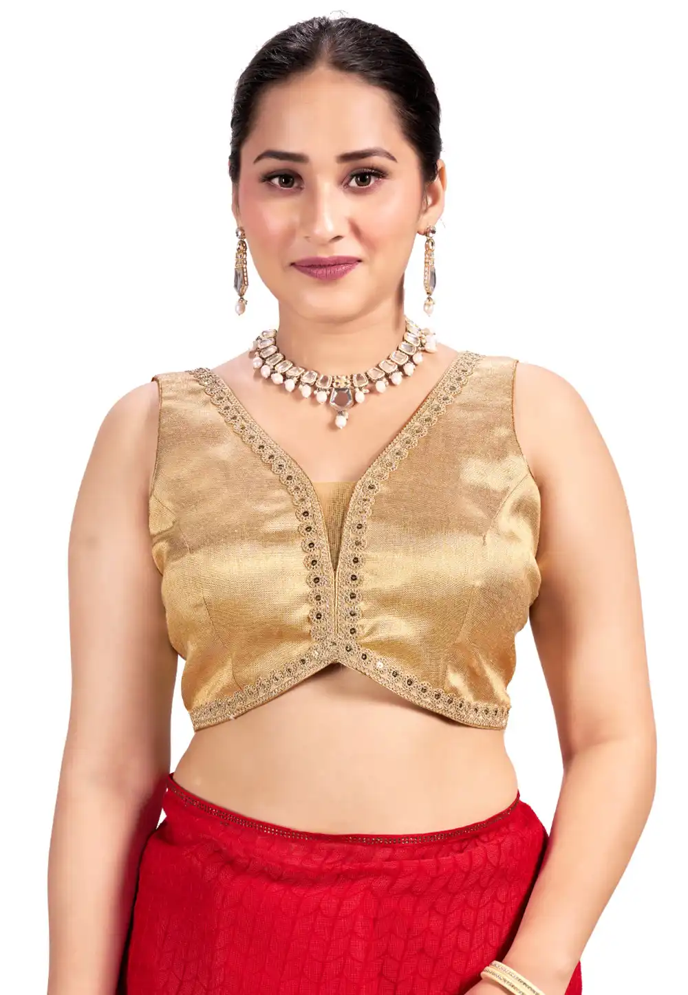 Golden Banarasi Readymade Blouse 291707