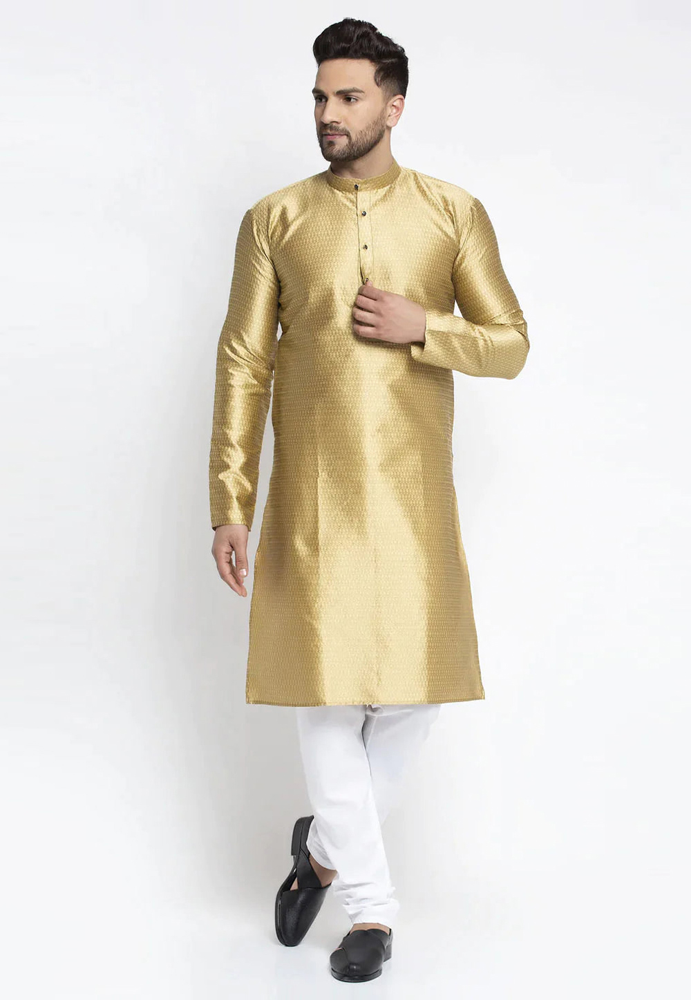 Golden Cotton Kurta Pajama 281615