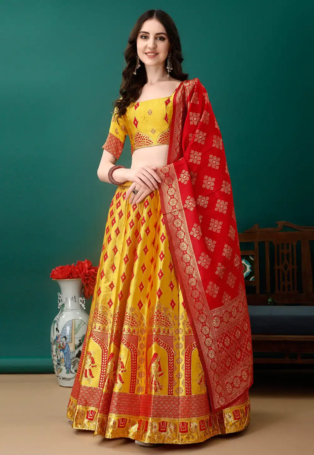 Buy Golden Lehenga Choli Online at Best Price IndianClothStore