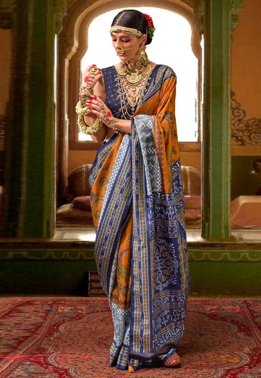 Golden Silk Saree With Blouse 291601