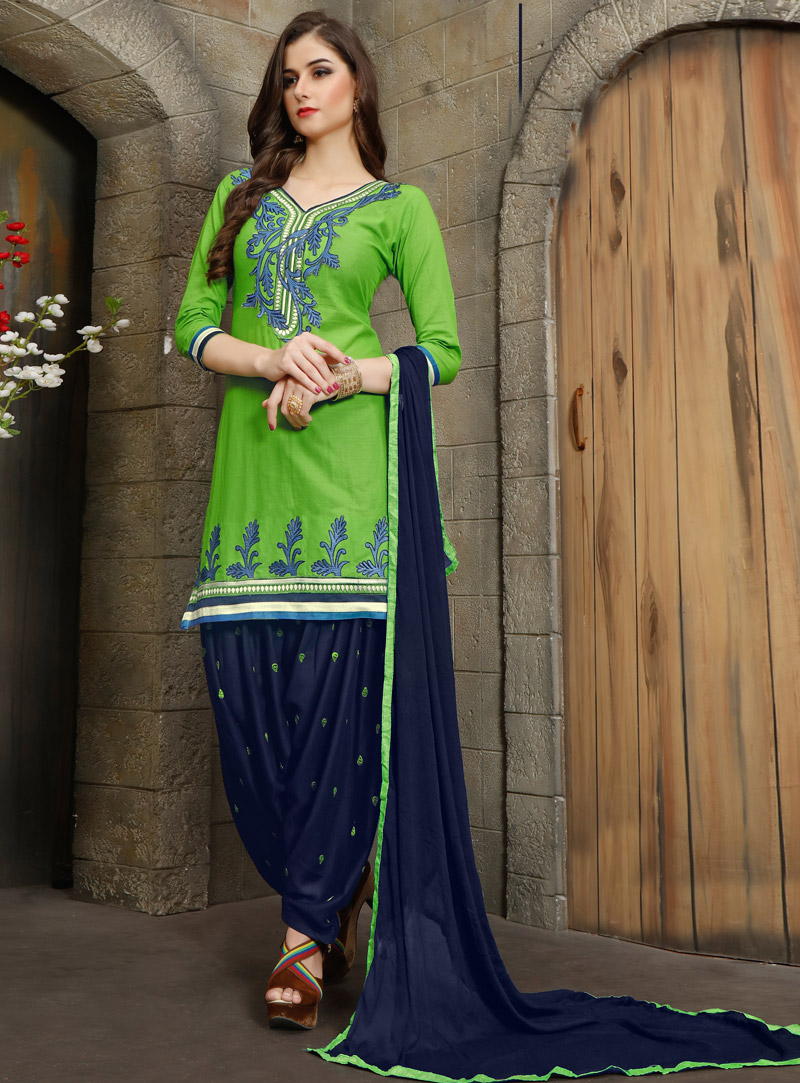 Light Green Cambric Cotton Punjabi Suit 94979