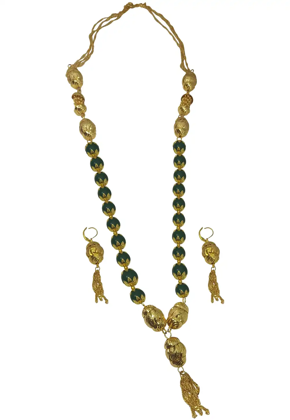 Green Alloy Necklace With Earrings 289911