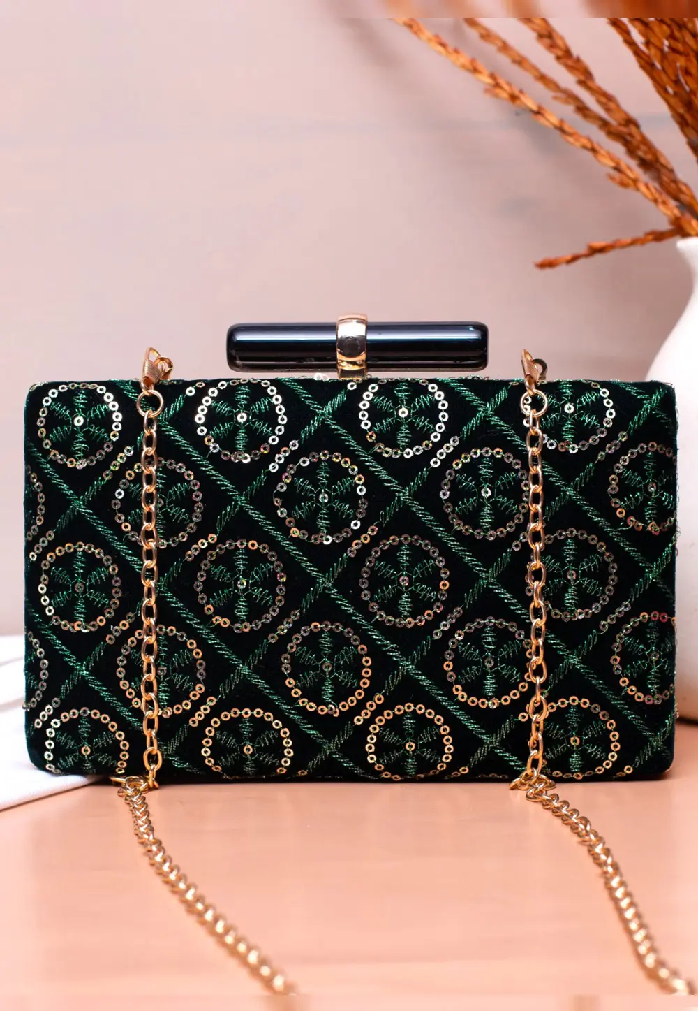 Green Art Silk Clutch 299999