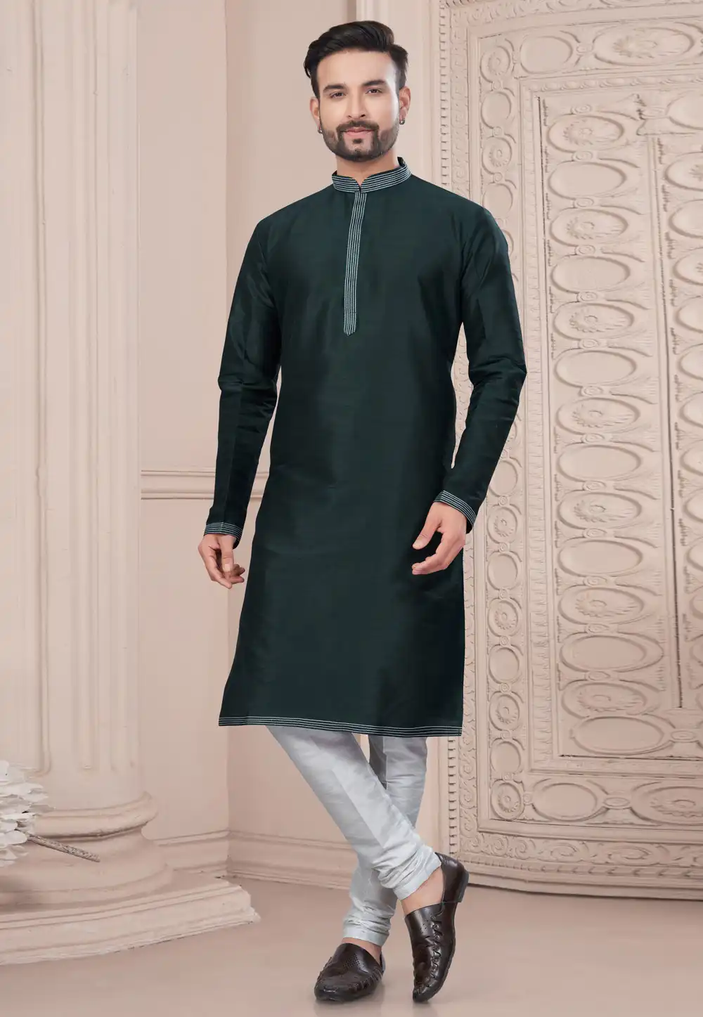 Green Art Silk Kurta Pajama 294640