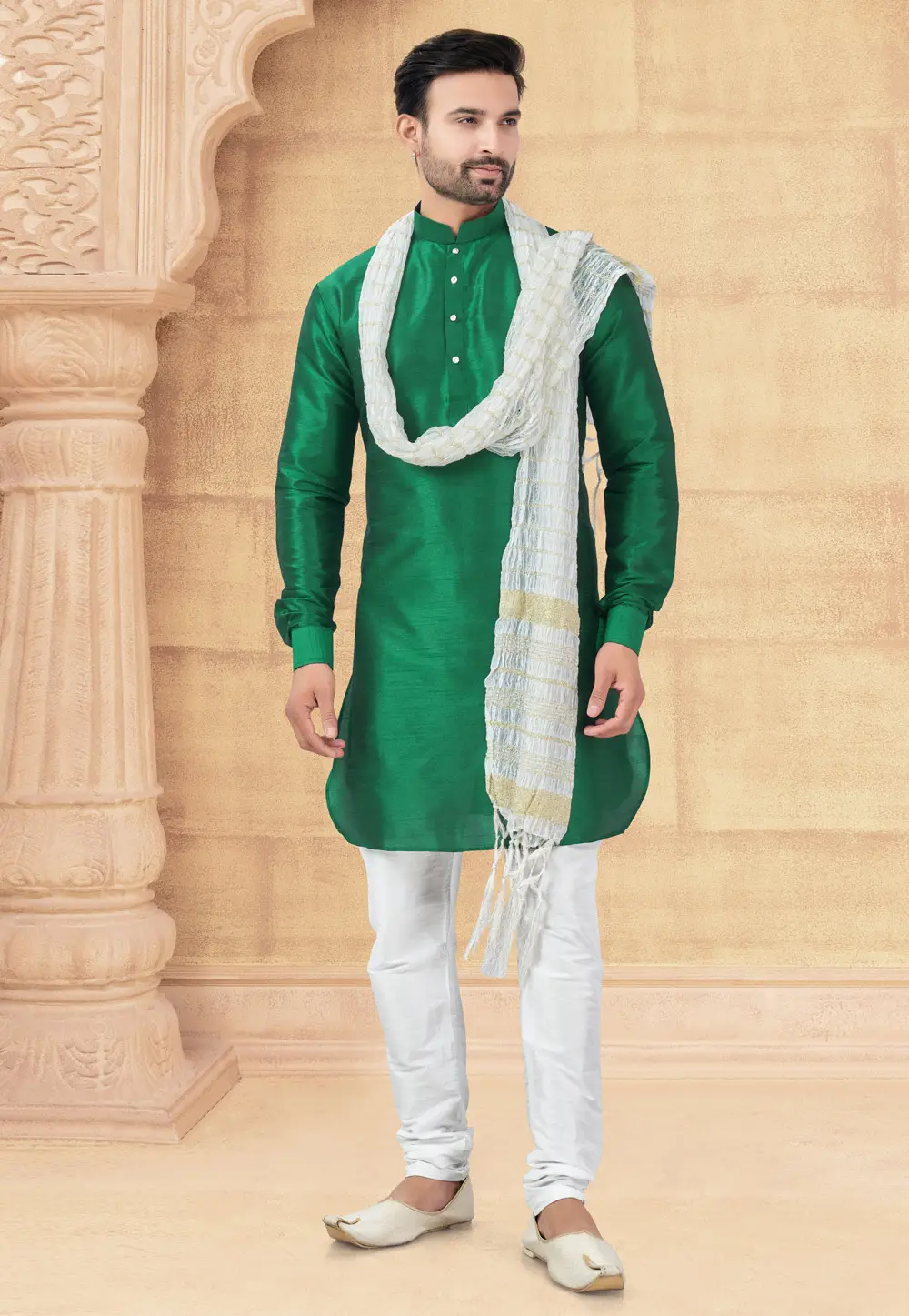 Green Art Silk Kurta Pajama 296908