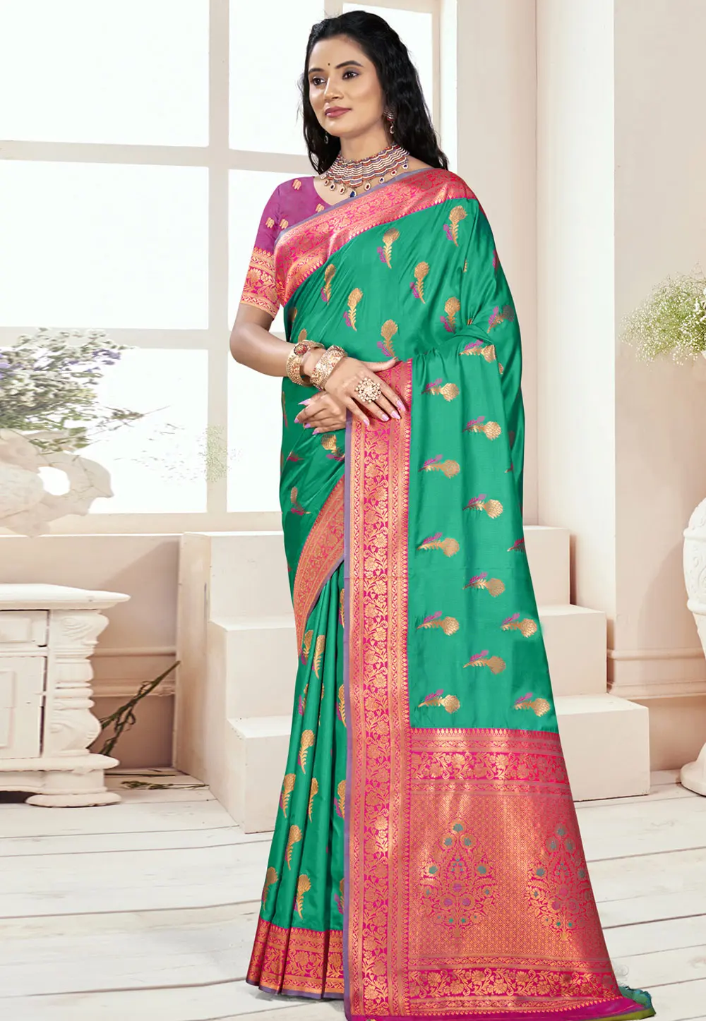 Green Art Silk Saree With Blouse 302665