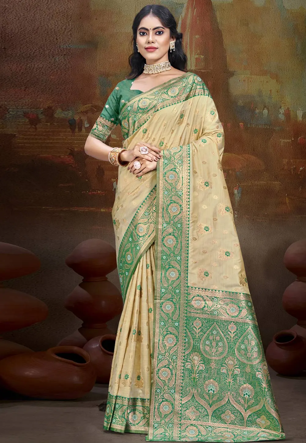 Green Art Silk Saree With Blouse 302671