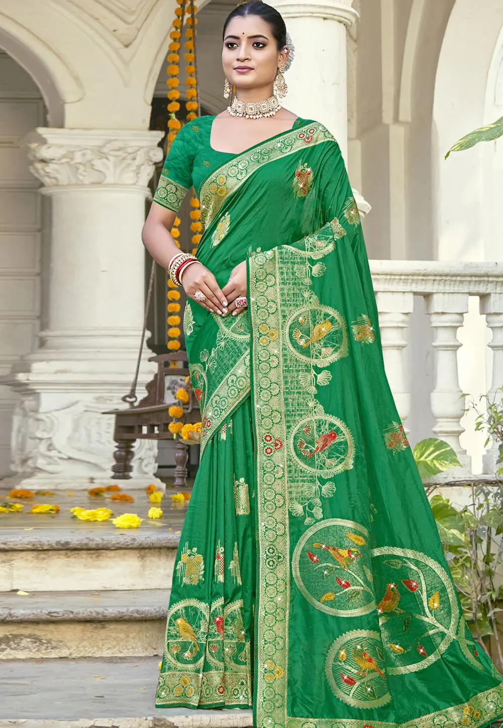 Green Art Silk Saree With Blouse 302780