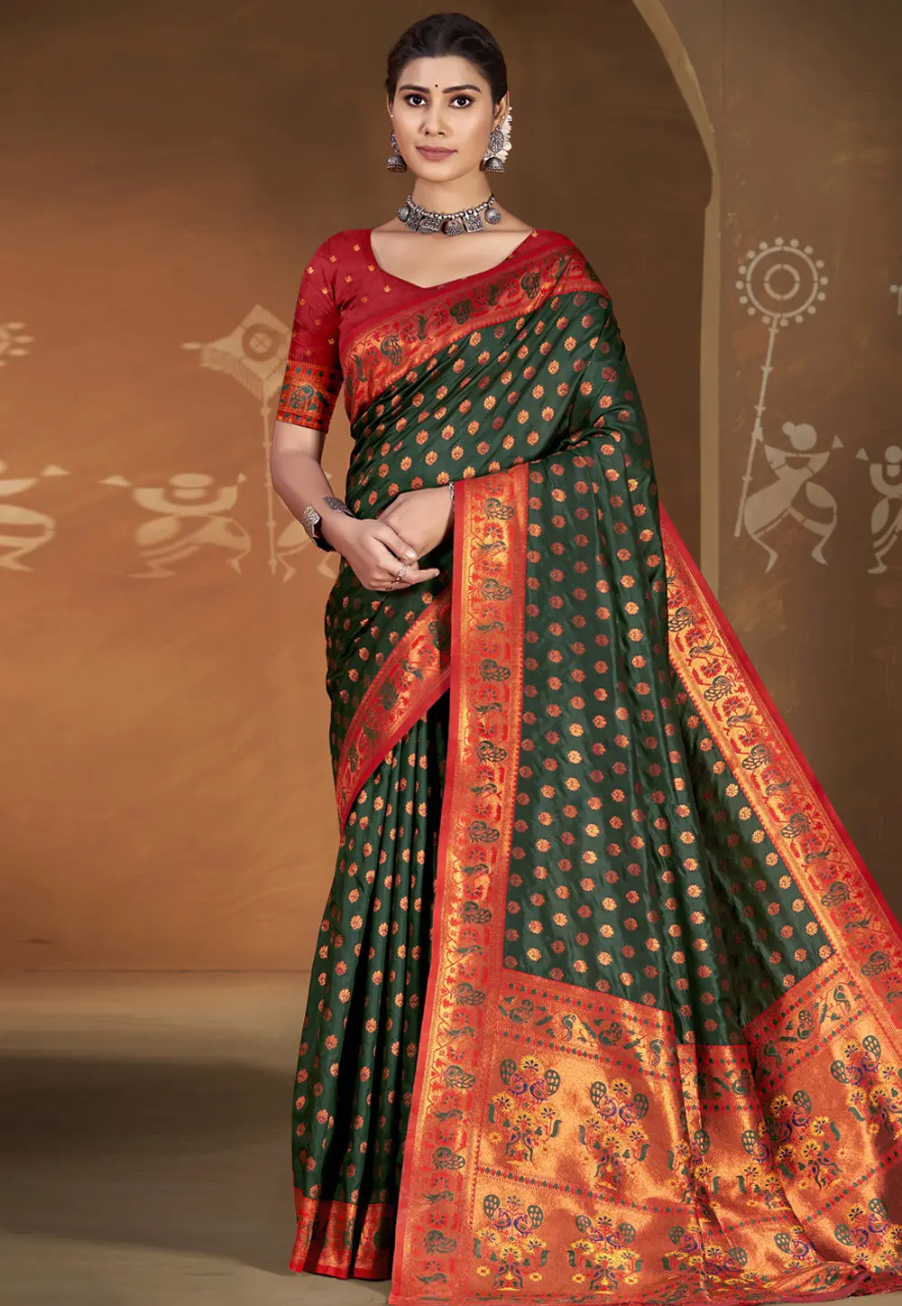 Green Art Silk Saree With Blouse 303032