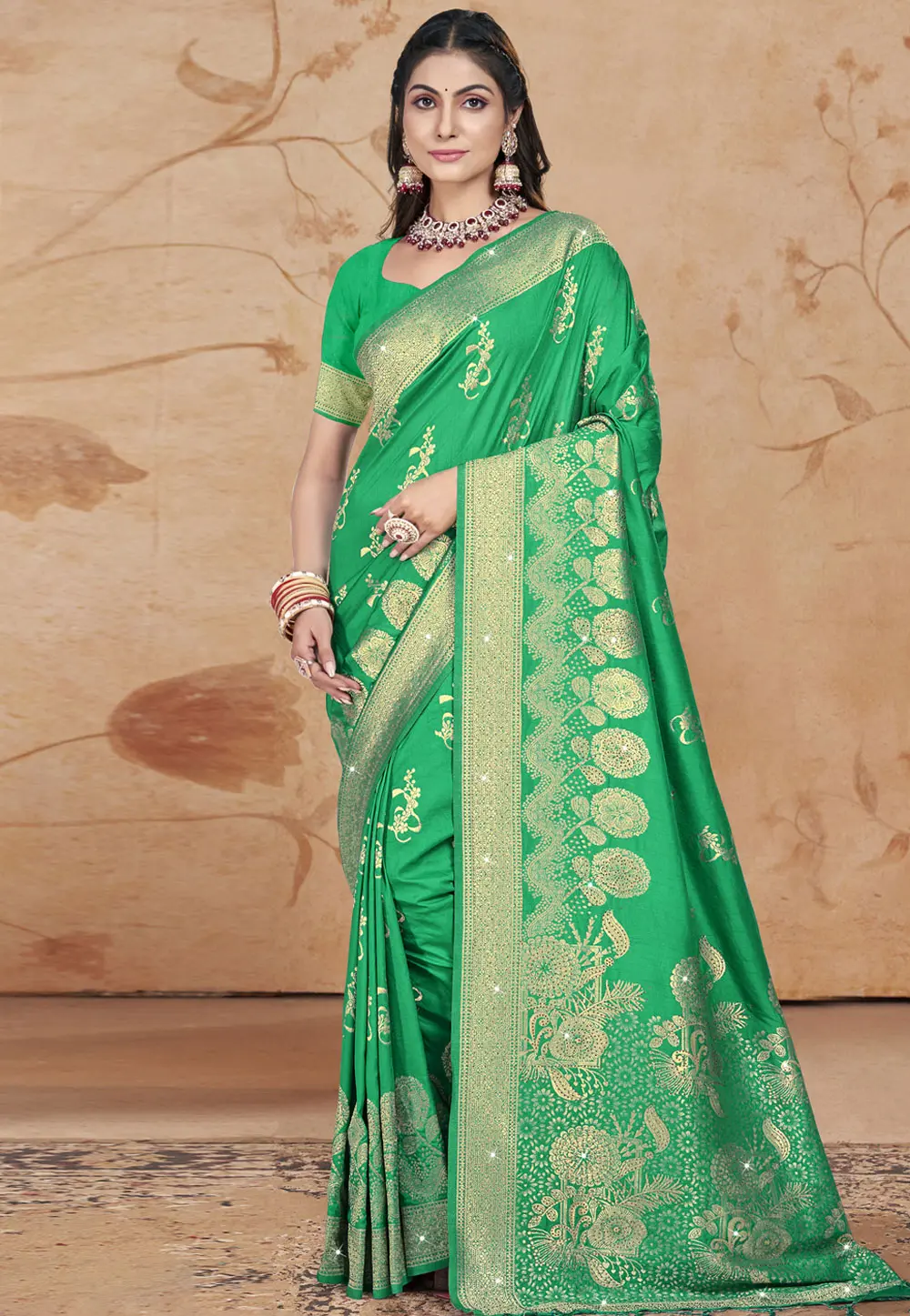 Green Art Silk Saree With Blouse 303034