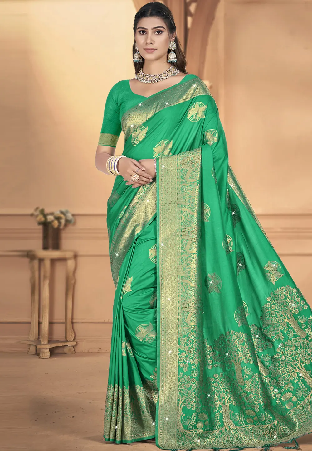 Green Art Silk Saree With Blouse 303048