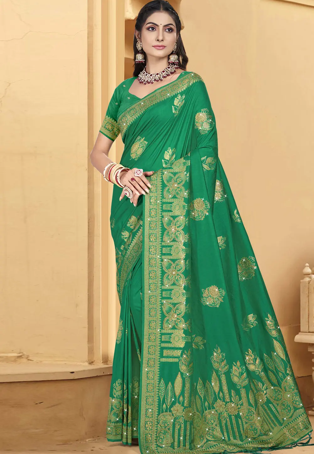 Green Art Silk Saree With Blouse 303052