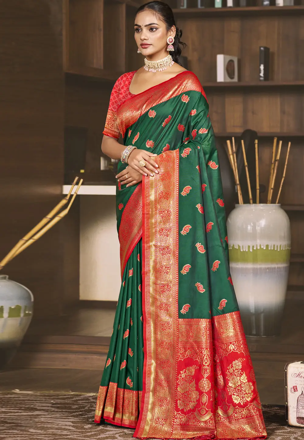 Green Art Silk Saree With Blouse 303077