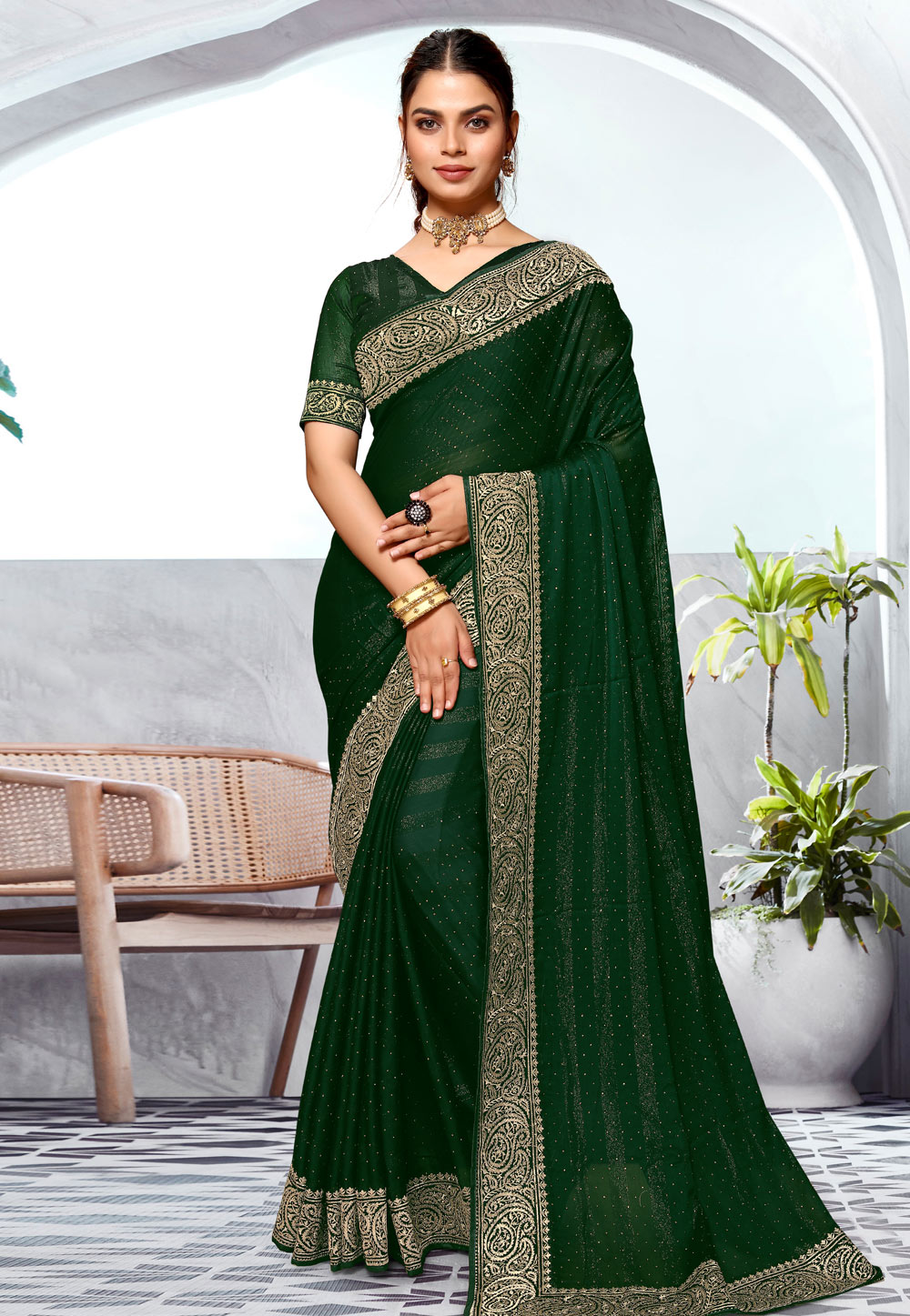 Green Art Silk Saree With Blouse 285676