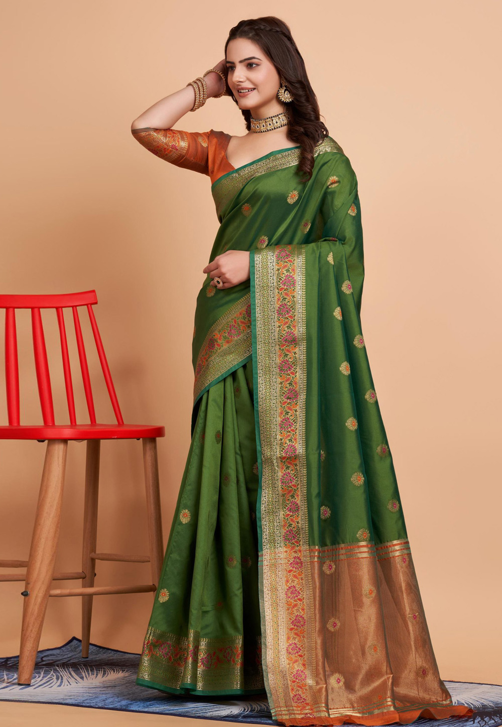 Green Banarasi Silk Saree 281817