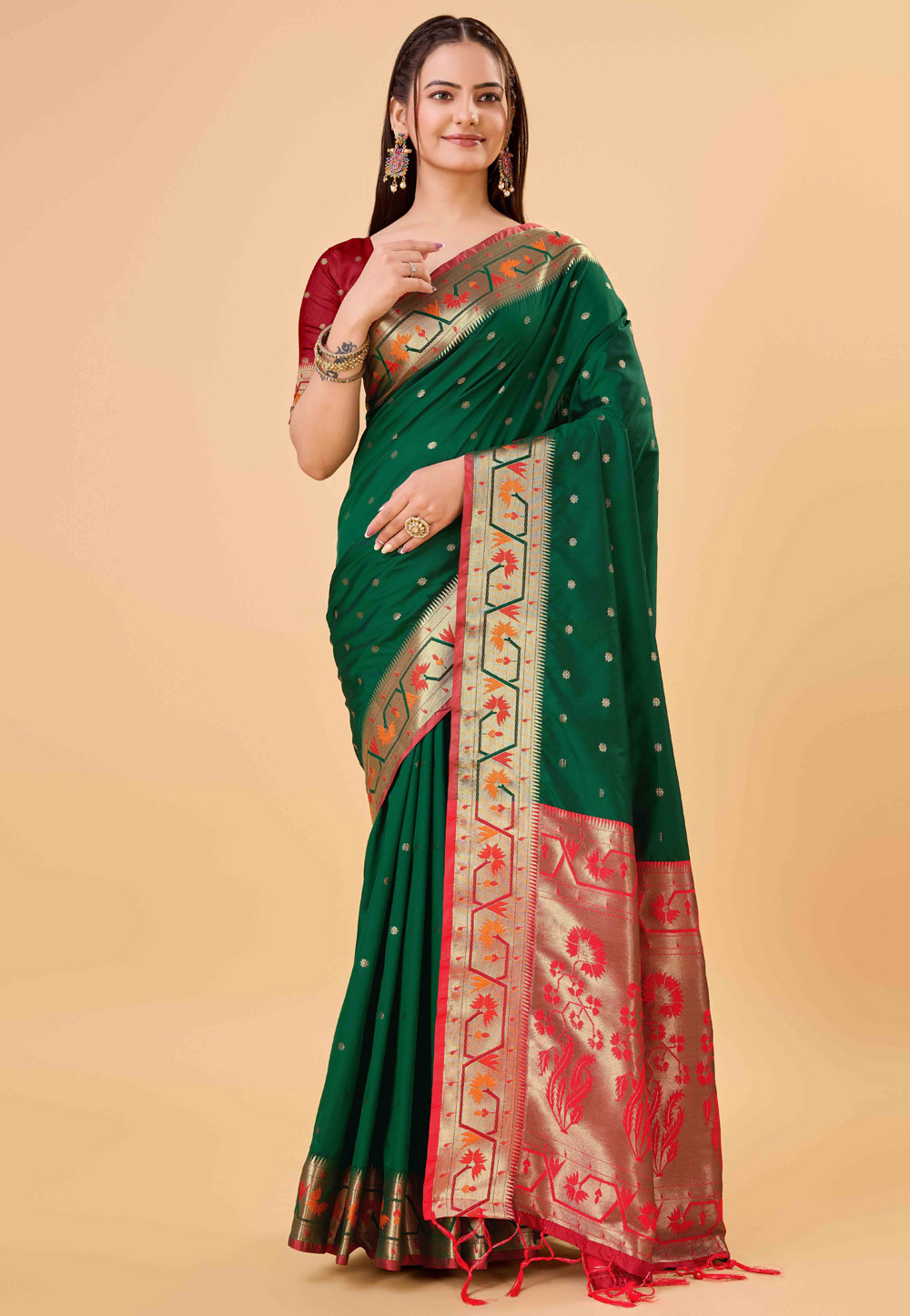 Green Banarasi Silk Saree 284084