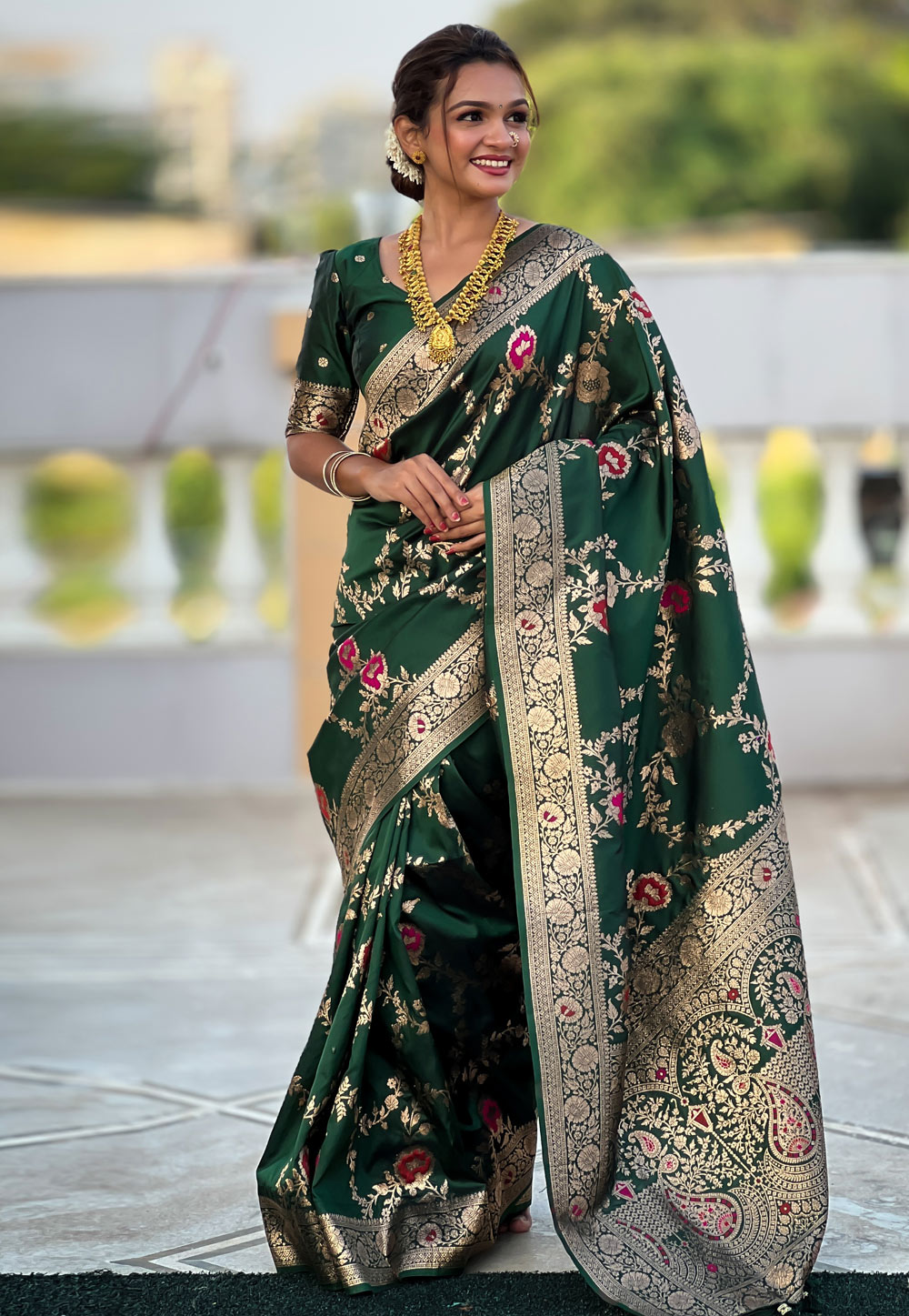 Green Banarasi Silk Saree 309234