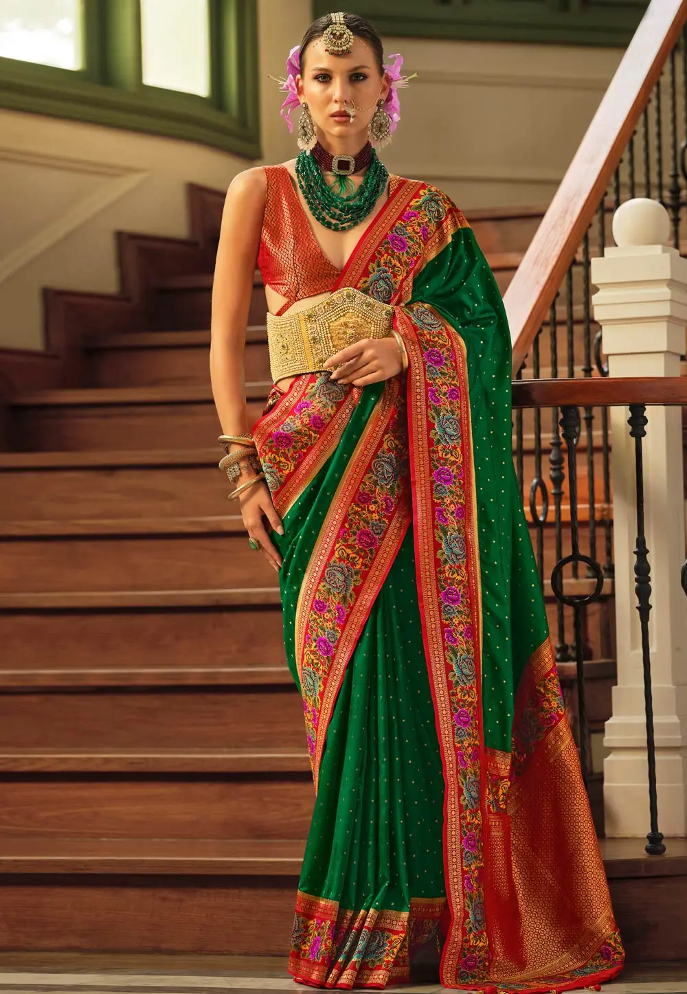 Green Banarasi Silk Saree 301941