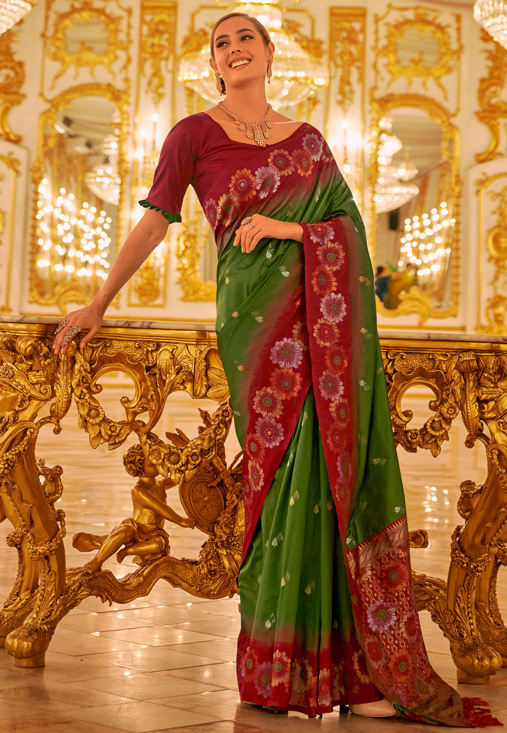 Green Banarasi Silk Saree 286669