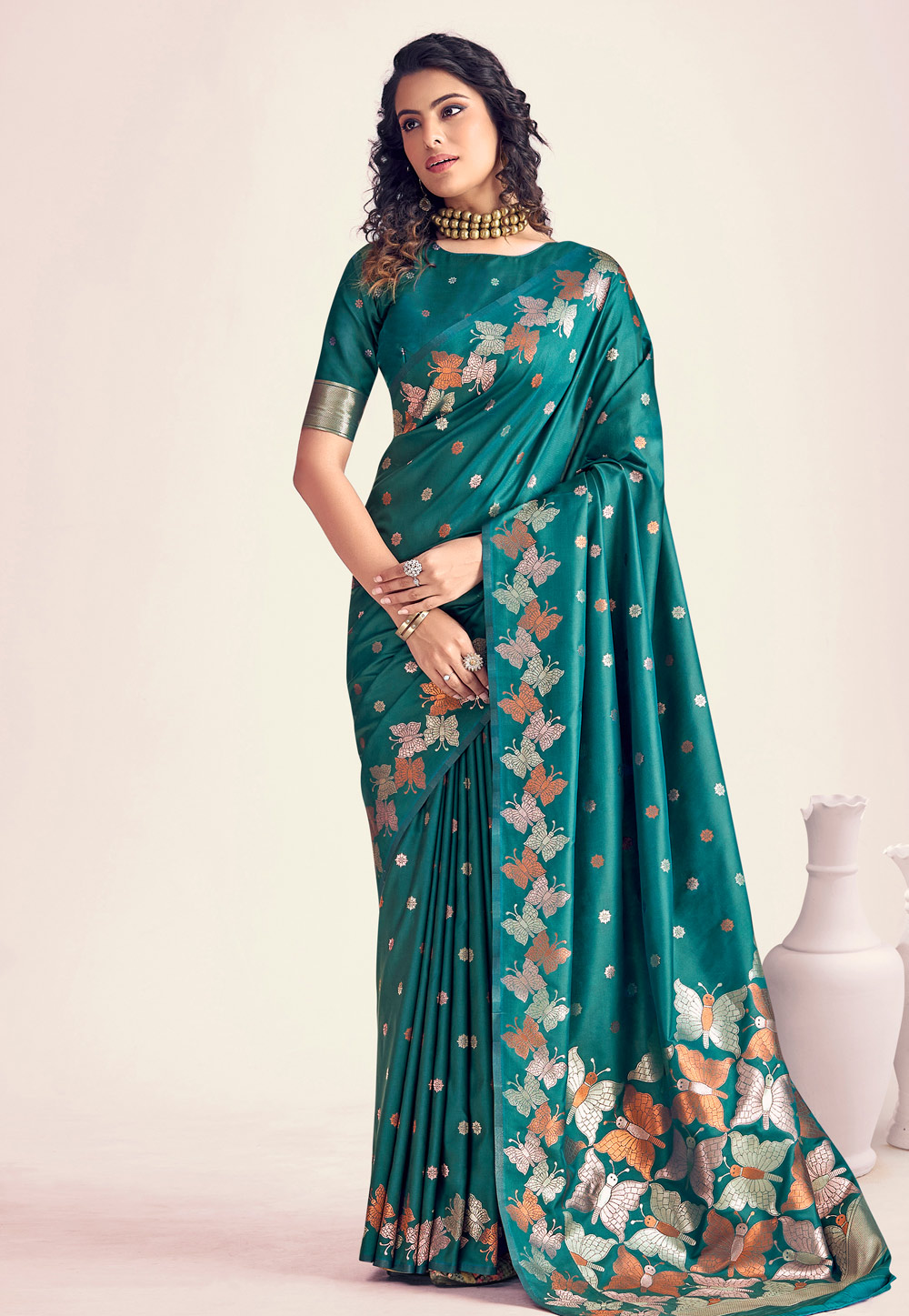 Green Banarasi Silk Saree 286128