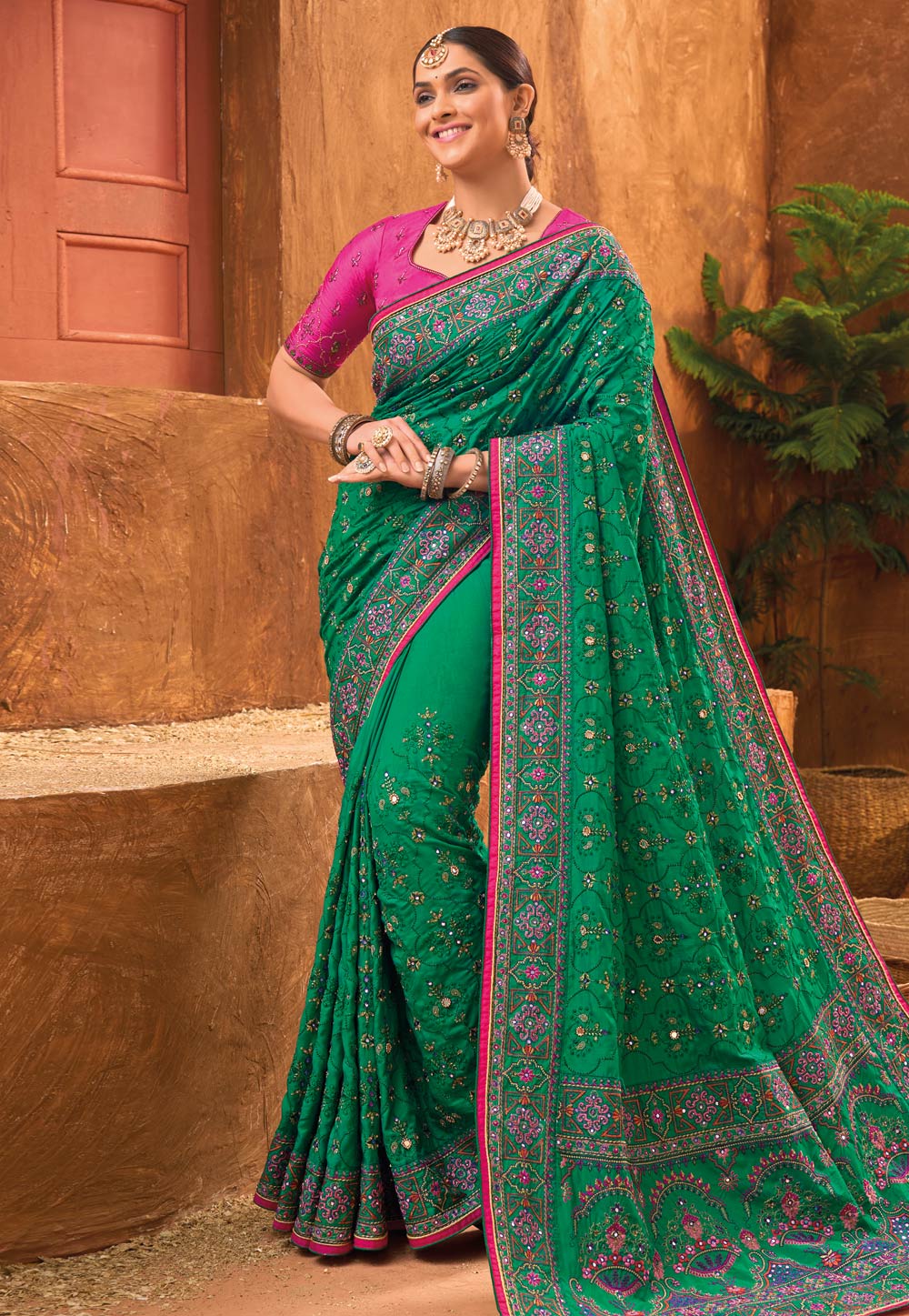 Green Banarasi Silk Saree 281997