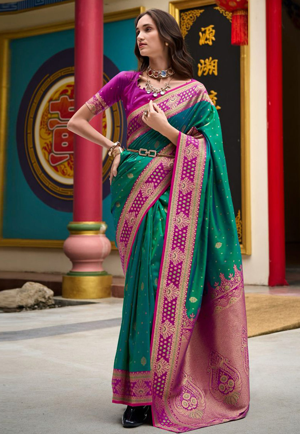 Green Banarasi Silk Saree 309824