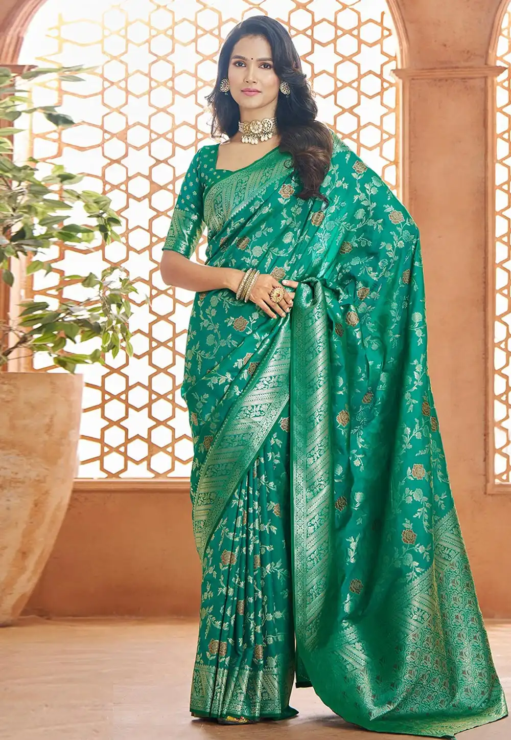 Green Banarasi Silk Saree 294804