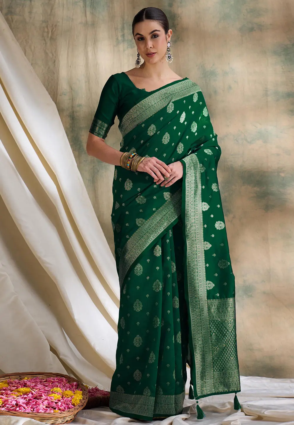 Green Banarasi Silk Saree 301504