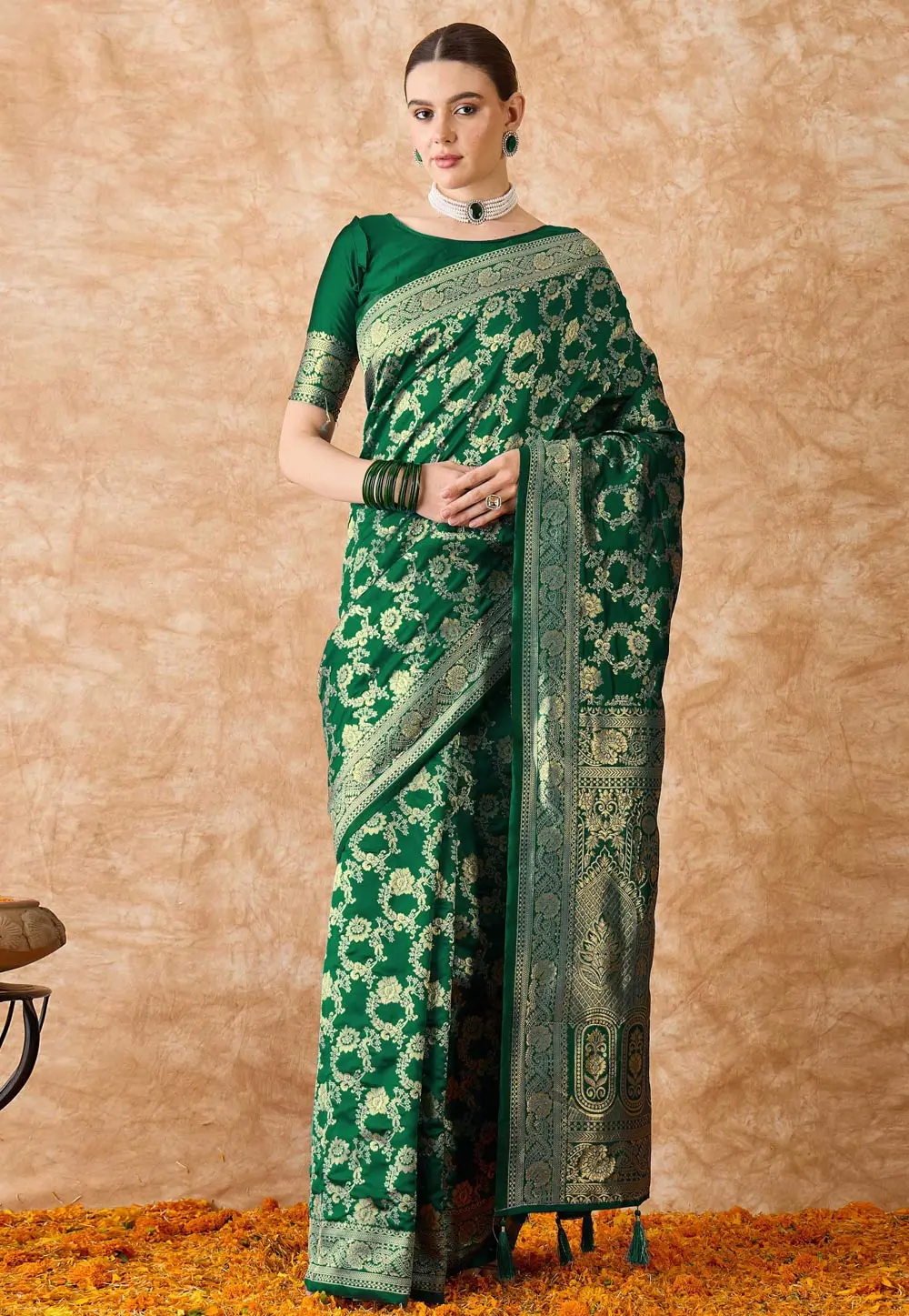 Green Banarasi Silk Saree 301528