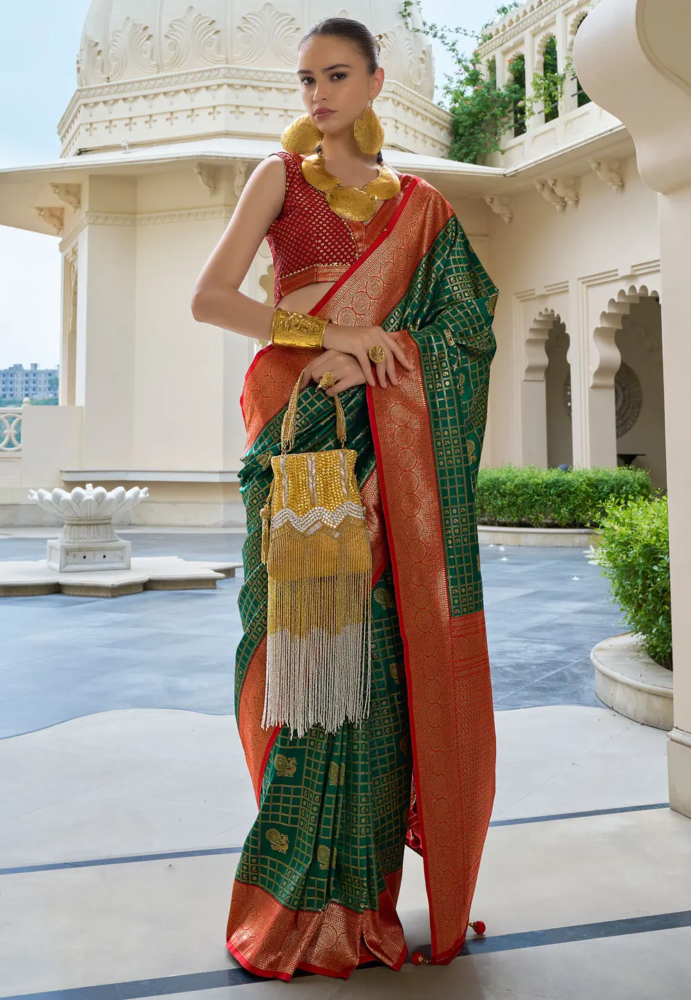 Green Banarasi Silk Saree 299430