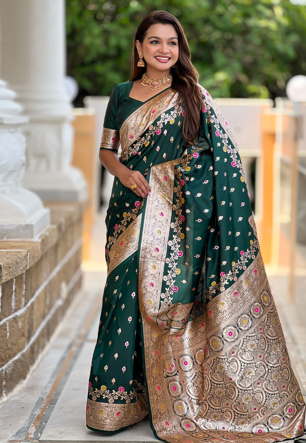 Green Banarasi Silk Saree 310569