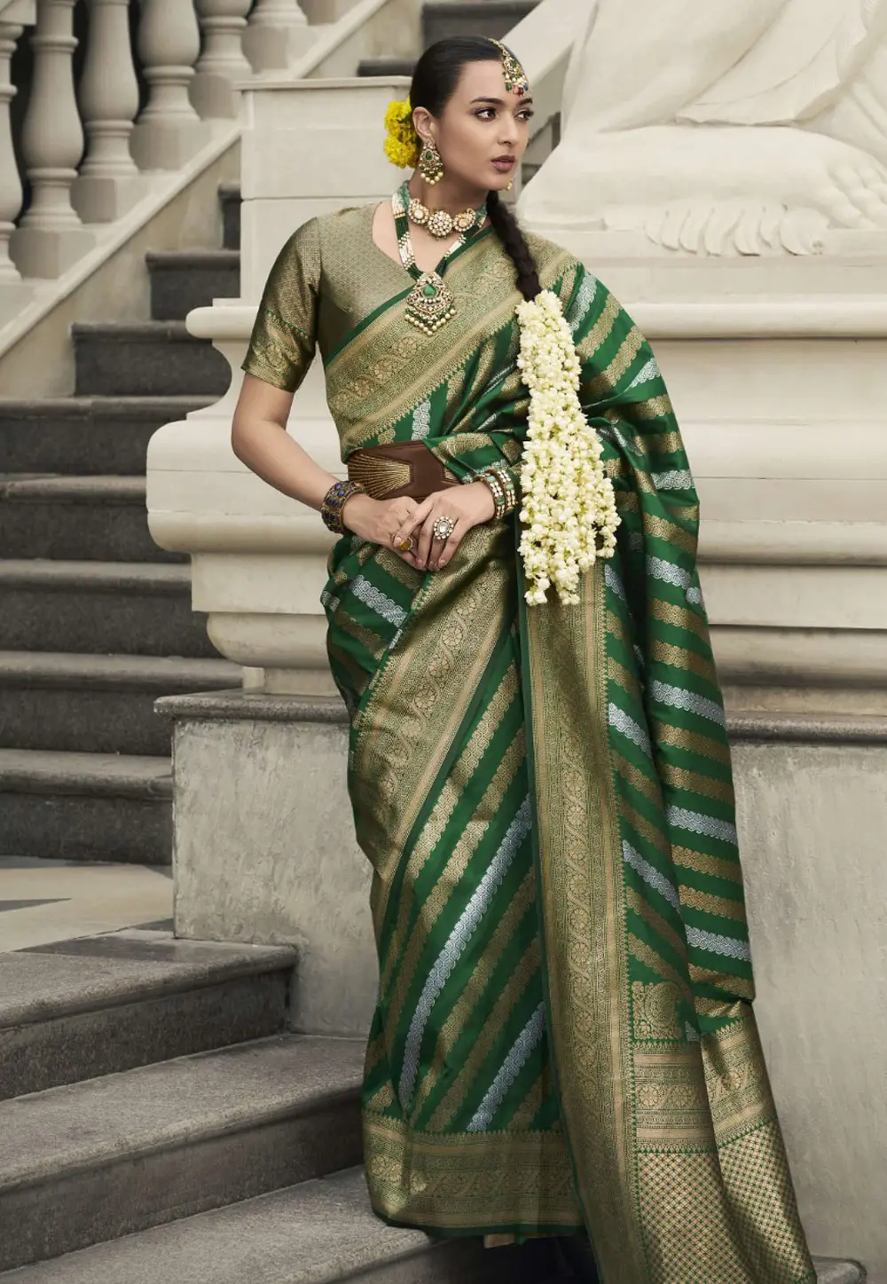 Green Banarasi Silk Saree 299074