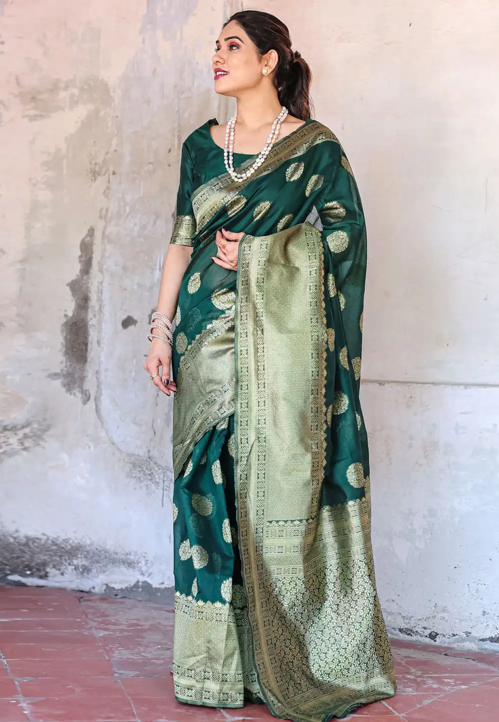 Green Chanderi Silk Saree With Blouse 291282