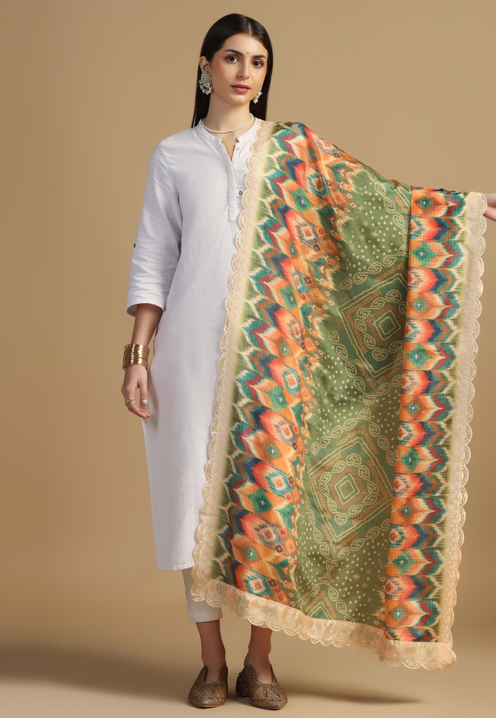 Green Chinon Dupatta 305767