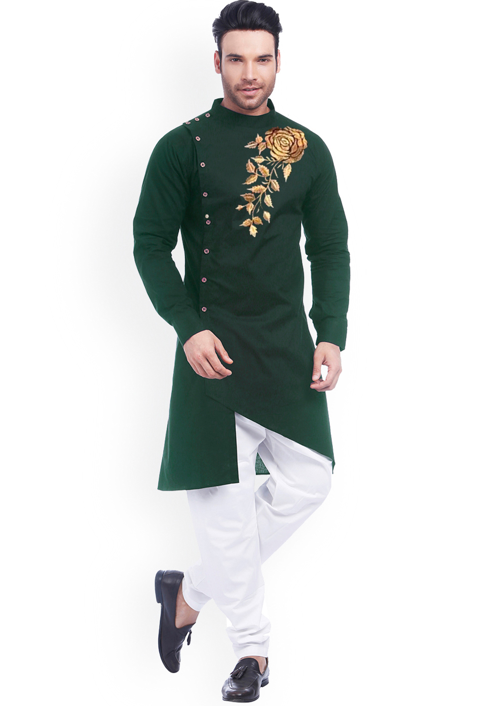 Green Cotton Indo Western Suit 305131